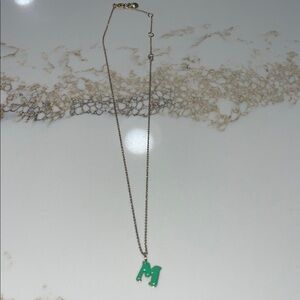 Baublebar Green "M" Initial Gold Necklace